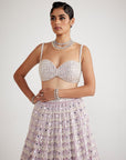 Powder Lilac Chandelier Pearl Drop Lehenga Set - Ready to Ship