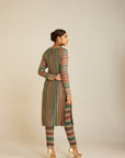 Mud Green Round Neck Straight Kurta Pant Set