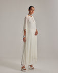Off White Pearl Drop Kaftaan Set