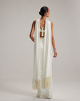 Off White Satin Draped Skirt Set