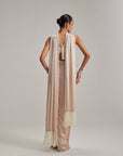 Light Beige Satin Draped Skirt Set