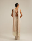 Light Beige V Neck Pencil Skirt Set.