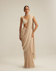 Light Beige Draped Saree Set