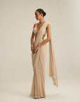 Light Beige Draped Saree Set