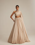 Light Beige Satin Lehenga Set