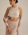 Ash Pink Pearl Drop Pencil Skirt Set