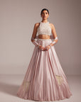 Ash Pink Satin Skirt Set