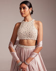 Ash Pink Satin Skirt Set
