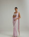 Lavender Draped Saree Set