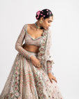White Heavy Multi Geo Color Lehenga Set