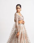 White Heavy Multi Geo Color Lehenga Set