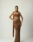 Metallic Copper Pencil Skirt Set