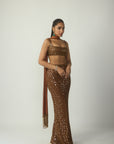 Metallic Copper Pencil Skirt Set