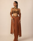 Metallic Copper Single Drop Skirt Set