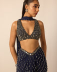 Deep Blue Single Drop Draped Skirt