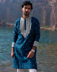 Navy Lotus Kurta Set