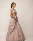 Ash Pink Sequins Embroidered Lehenga Set