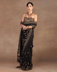 Black Chevron Saree Set