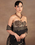 Black Chevron Saree Set