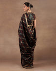 Black Ikat Print Saree Set