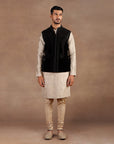 Black - Taupe Nehru Jacket Set