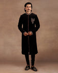 Black Velvet Sherwani Set