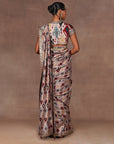 Blush Taupe Ikat Print Saree Set