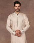 Creme Ivory Chevron Kurta Set | East