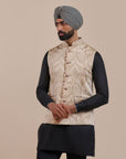 Crème Ivory Ikat Nehru Jacket | Atth