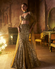 Antique Gold Fit & Flare Skirt Set