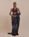 Midnight Blue - Burgundy Chevron Saree Set | Atth