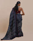Midnight Blue - Burgundy Chevron Saree Set | Atth