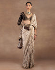 Almond Ivory - Burgundy Saree Set