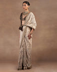 Almond Ivory - Burgundy Saree Set