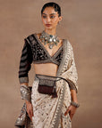 Almond Ivory - Burgundy Saree Set