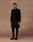 Noir Black Bandhgala Set | East