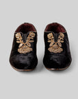 Noir Velvet Embroidered Loafers