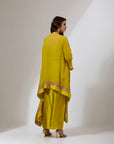 Lime Green Cape With A Dhoti Skirt Set