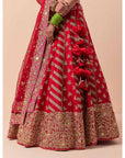 Red Zardozi Embroidered Lehenga Set