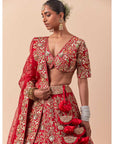 Red Marori Embroidered Lehenga Set