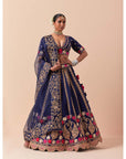 Blue Marori Work Lehenga Set With An Organza Dupatta