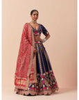 Blue Marori Work Lehenga Set With A Bandhani Dupatta