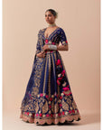 Blue Marori Work Lehenga Set With Two Dupattas