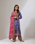 Purple Silk Bandhani Kurta Set