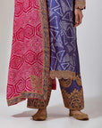Purple Silk Bandhani Kurta Set