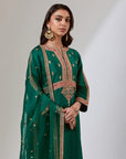 Emerald Kurta With Pants And A Dupatta