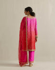 Fuschia Pink Shaded Bandhani Kurta Set