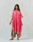 Pink Shaded Kaftan With Green Bottoms