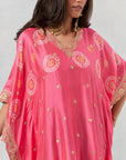 Pink Shaded Kaftan With Green Bottoms