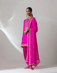Fuschia Pink Kurta With Tulip Pants